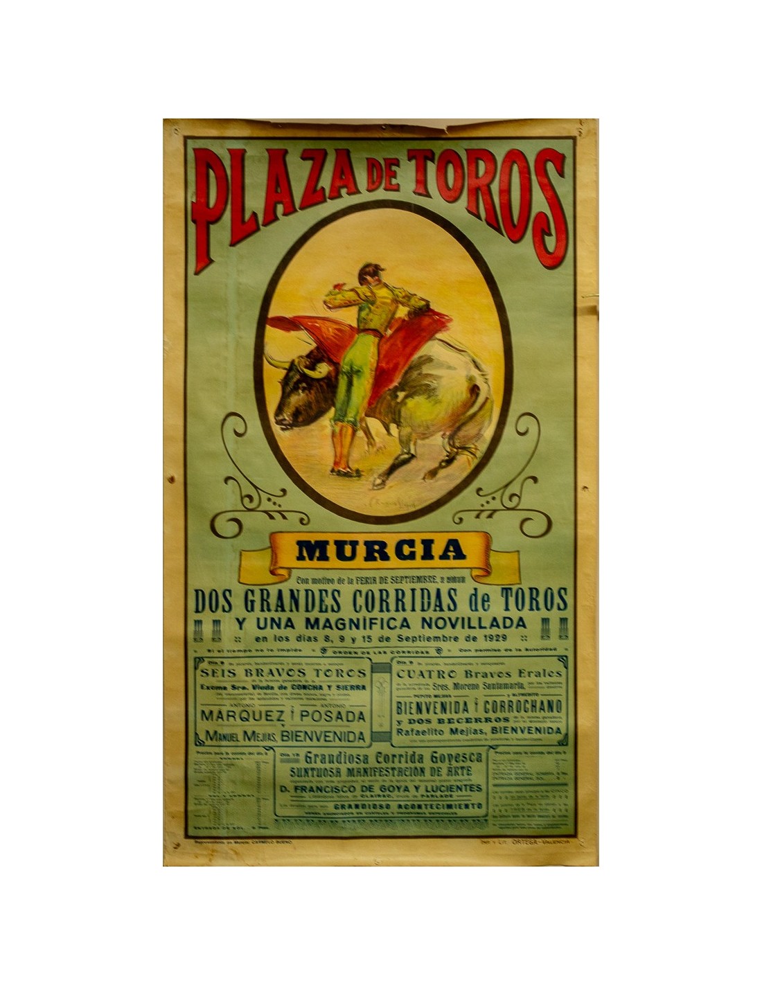 Cartel toros Murcia 1929 (2) | Antigüedades Murcia